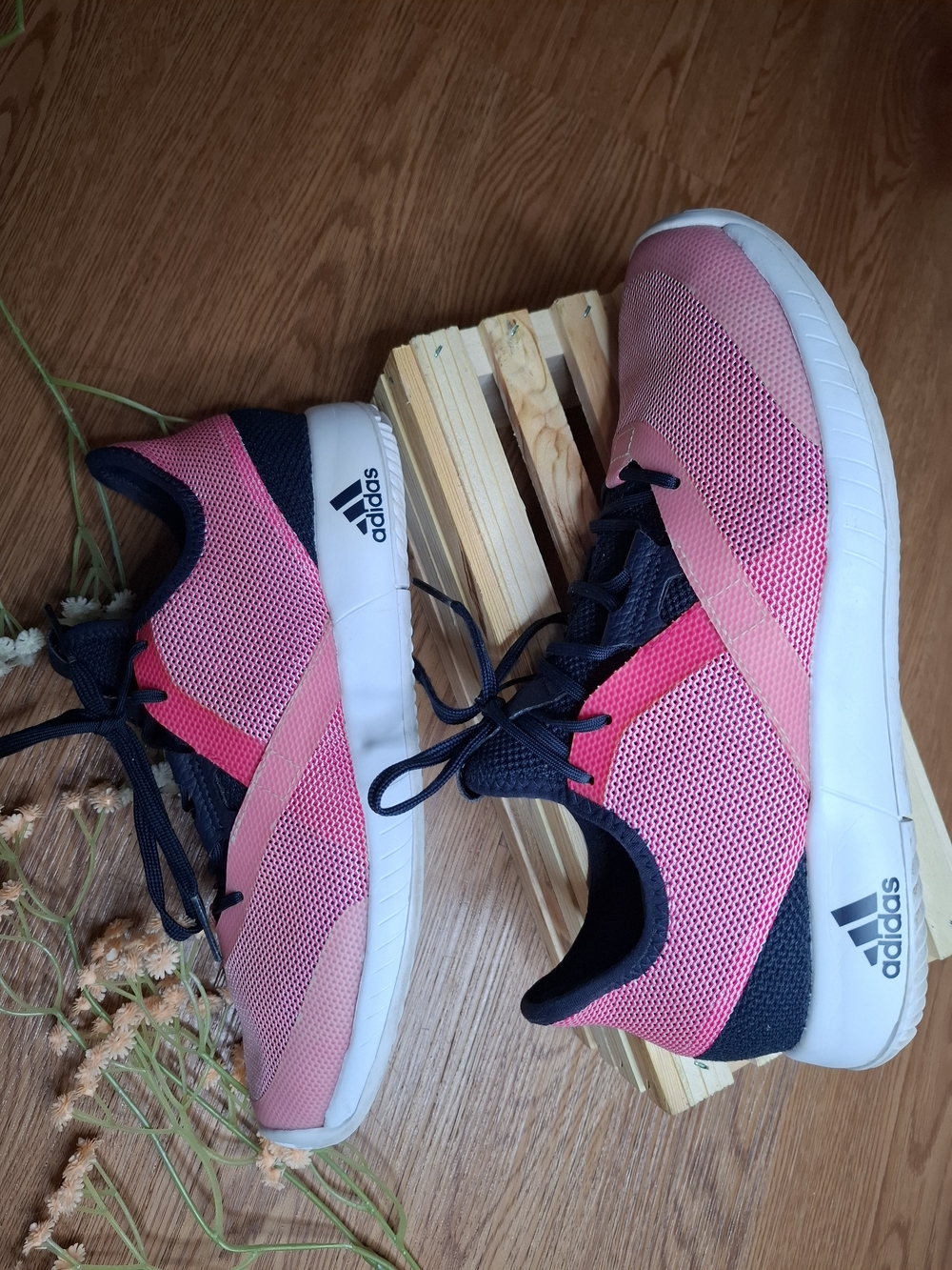 Adidas Women's Pink and Navy Lightweight Running Shoes - Picture 2 of 5